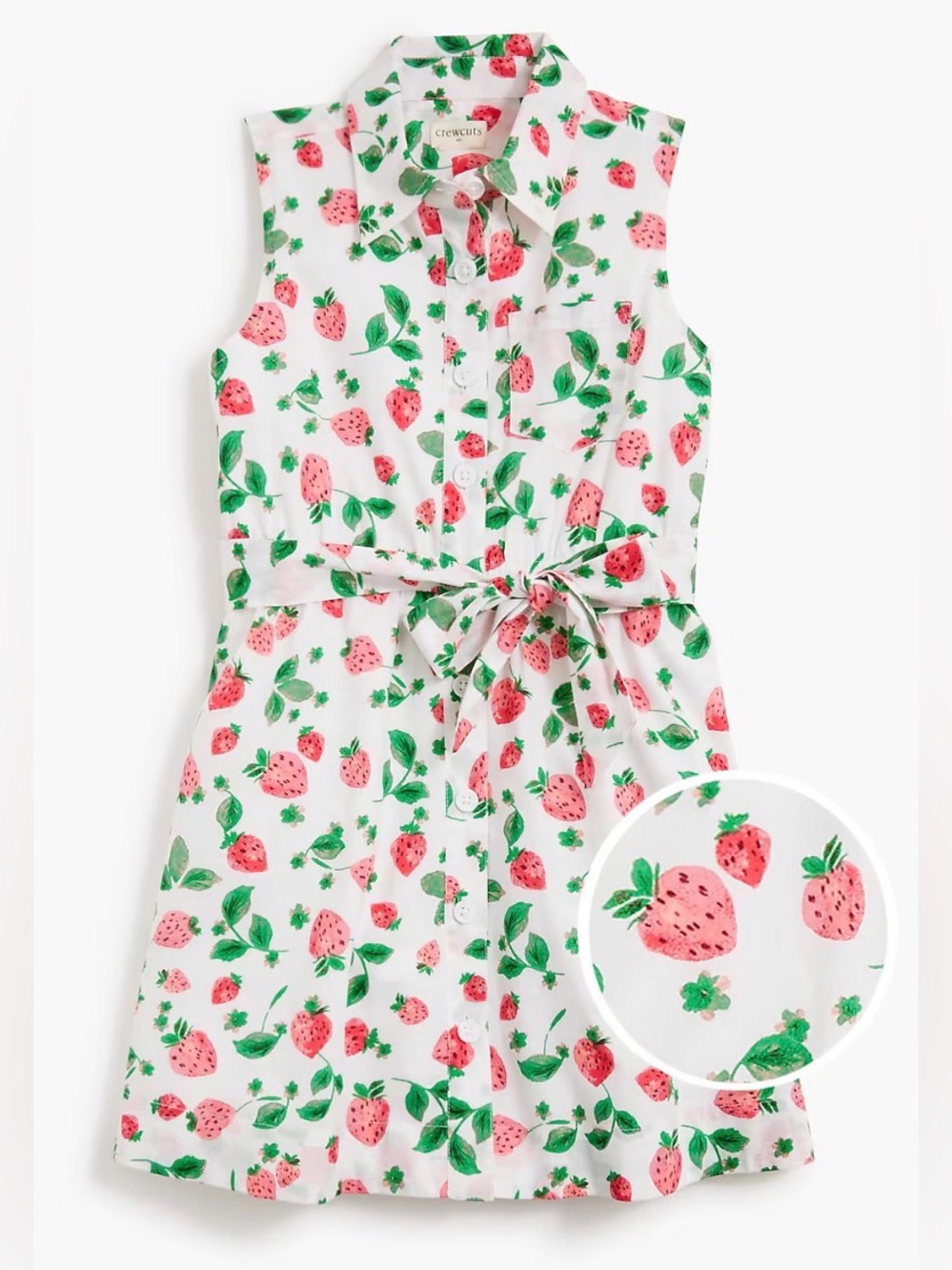 Crewcuts Girls White Strawberry Print Shirt Dress